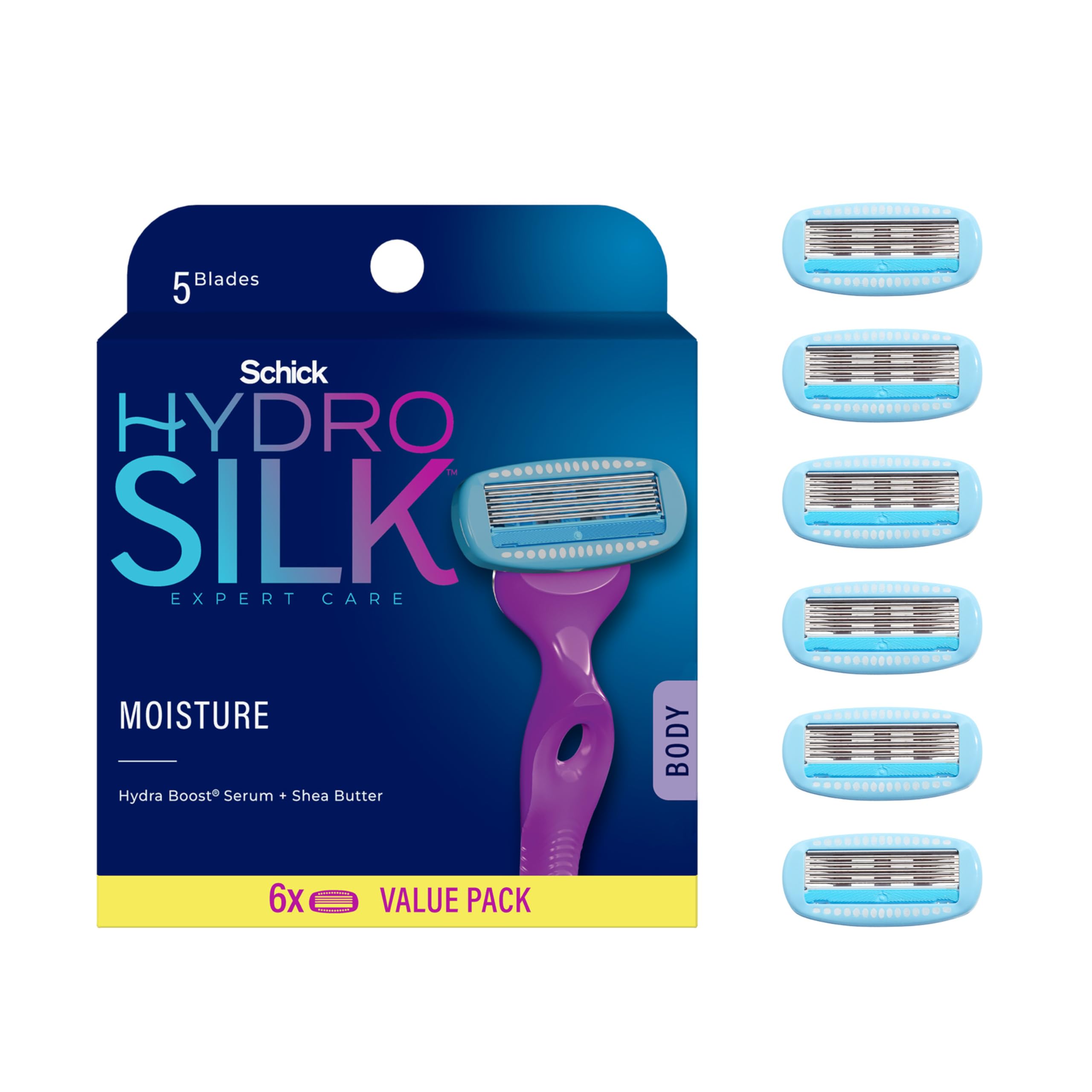 Schick Hydro Silk Hang-In Shower Razor Blade Refills for Women, 6 Count